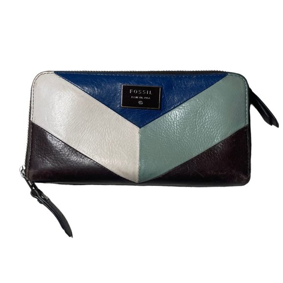 Fossil Blue Dawson Zip Wallet - Picture 1 of 9
